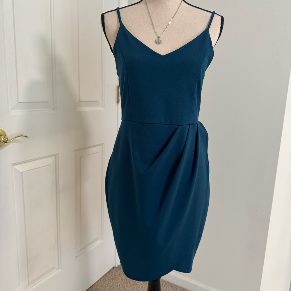 Lulus Teal Forever Your Girl Asymmetrical Mini Dress